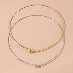 1 Piece 304 Stainless Steel Collar Choker Necklace Round With Removable Ball End Cap Handmade DIY Jewelry Making 45cm long