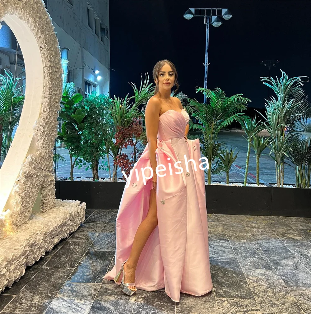 Customized Simple Pleat Sequined A-line Sweetheart Long Dresses Prom  Matching Elegant Pastrol Modern Style Exquisite Classic