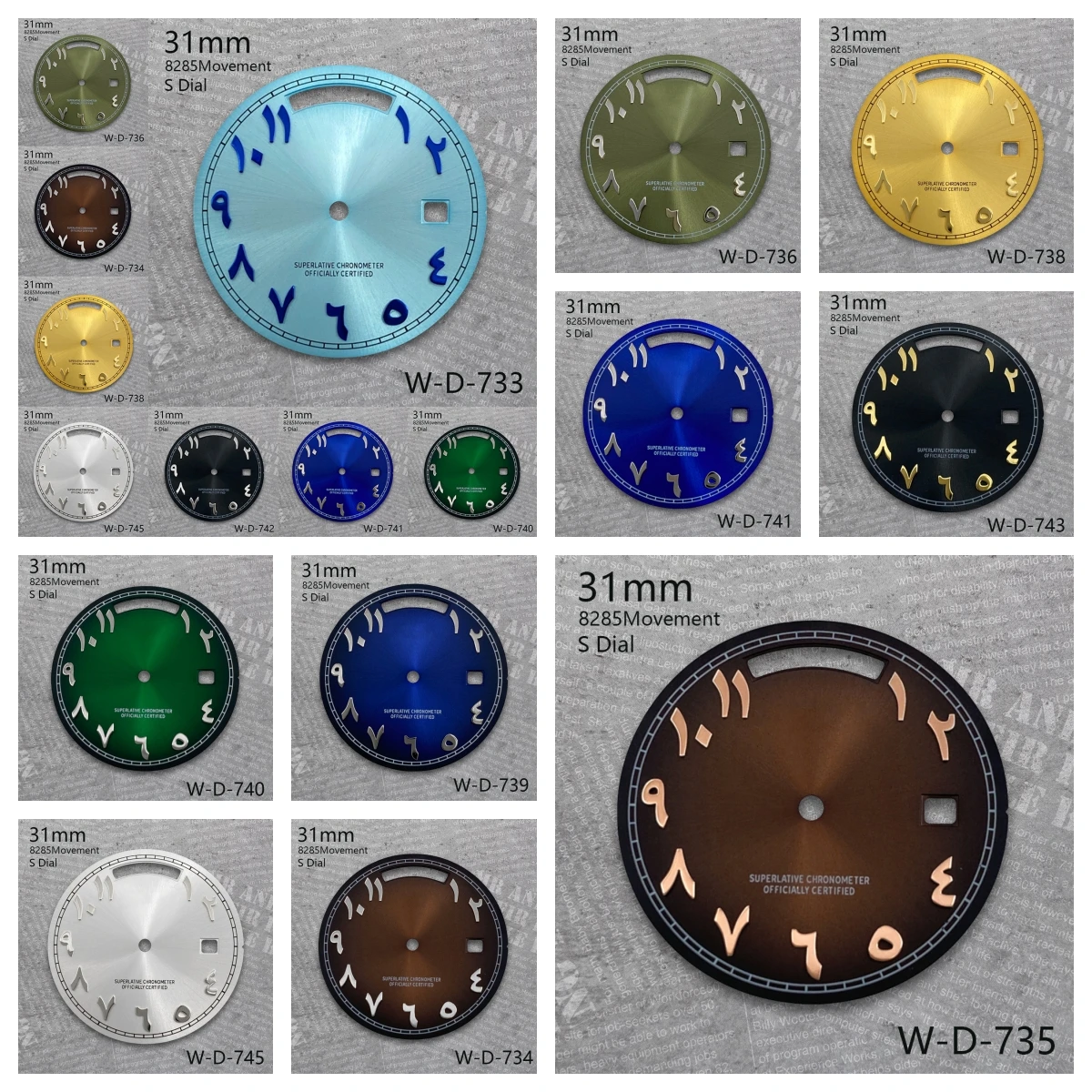 

31mm Arab S Logo Day And Date Dial Suitable For 8285 Movement Sunburst High Quality Watch Modification Accessories