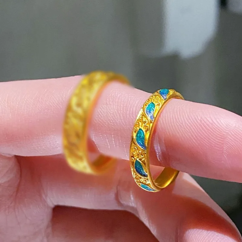 جديد نمط المحكمة الصينية الإغاثة حلقة مفتوحة المرأة المتخصصة الأزياء الخفيفة الفاخرة مذهب النبيلة الراقية خاتم المجوهرات #2