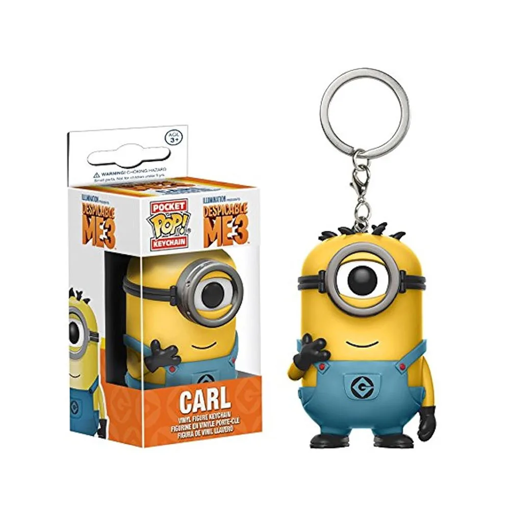 Funko Pop Minions سلاسل المفاتيح كارل الأسطوانة التزلج ستيوارت الكونغ فو كيفن بوب الفينيل ألعاب شخصيات الحركة البوب جيب سلاسل المفاتيح الهدايا