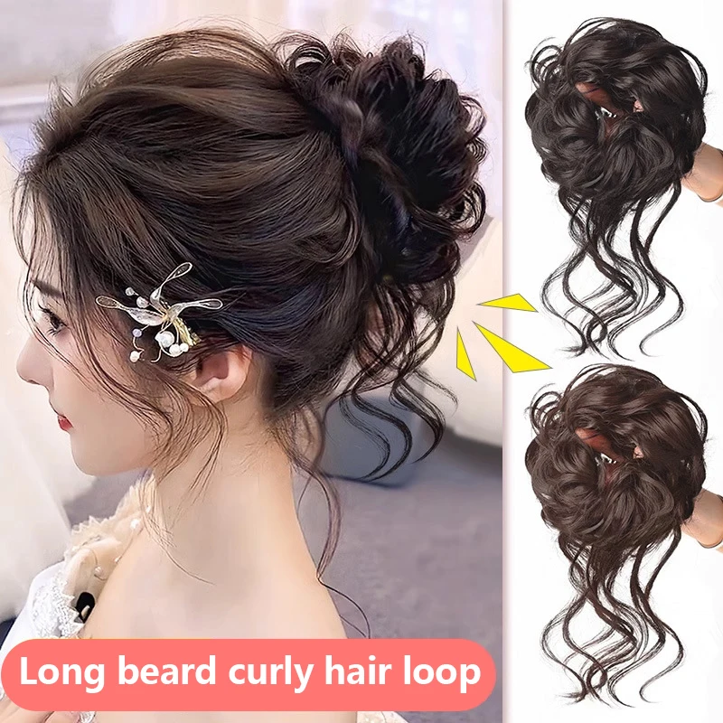 1Pc Synthetic Curly Bun Hairpiece Women Messy Claw Chignon Clip Elastic Hair Scrunchies Donut Updo Hair Pieces Styling Accessory