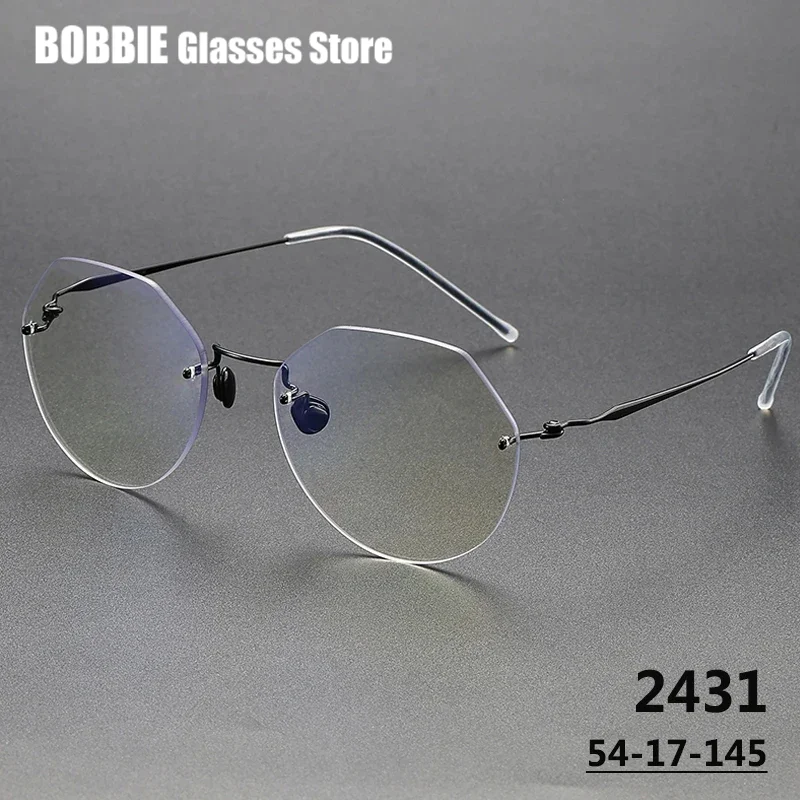 

Denmark Brand Fashion Big Rimless Polygon Glasses Frame Men Women Titanium Ultralight Thin Rim Eyeglasses Prescription Myopia