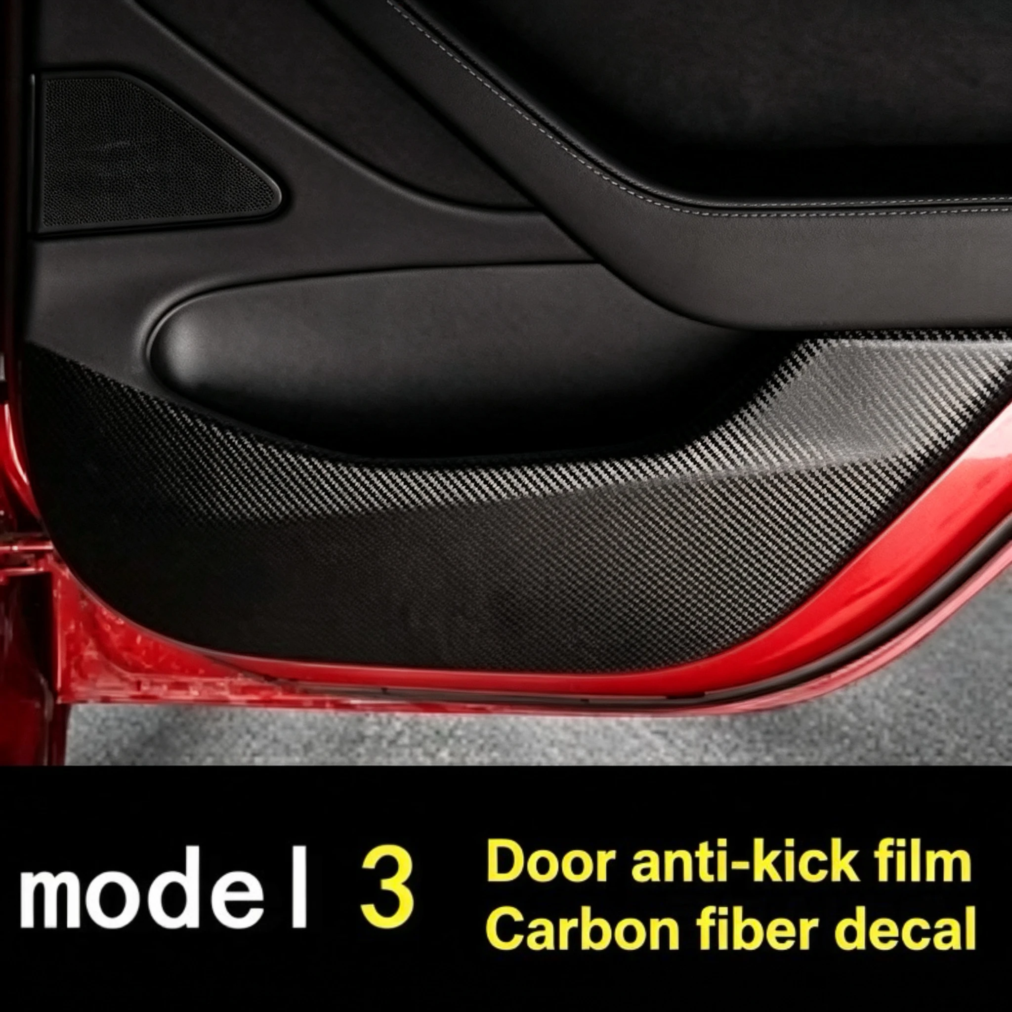 

Carbon Fiber Sticker for Tesla Model 3, Door Anti-Kick Film Pad, B-Pillar Decal, Car Modification Parts