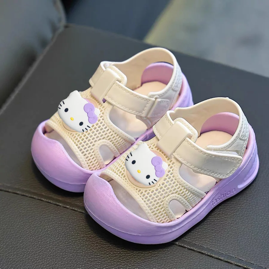 

Sanrio Нескользящая функциональная пляжная обувь на мягкой подошве для девочек hello kitty, обувь для малышей, детские сандалии, летняя детская повседневная обувь для мальчиков