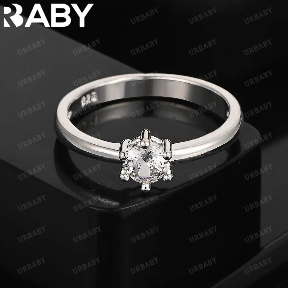 

URBABY 925 Sterling Silver Designer Simple Zircon Ring For Women Fashion Jewelry Charm Grace Noble Wedding Accessories
