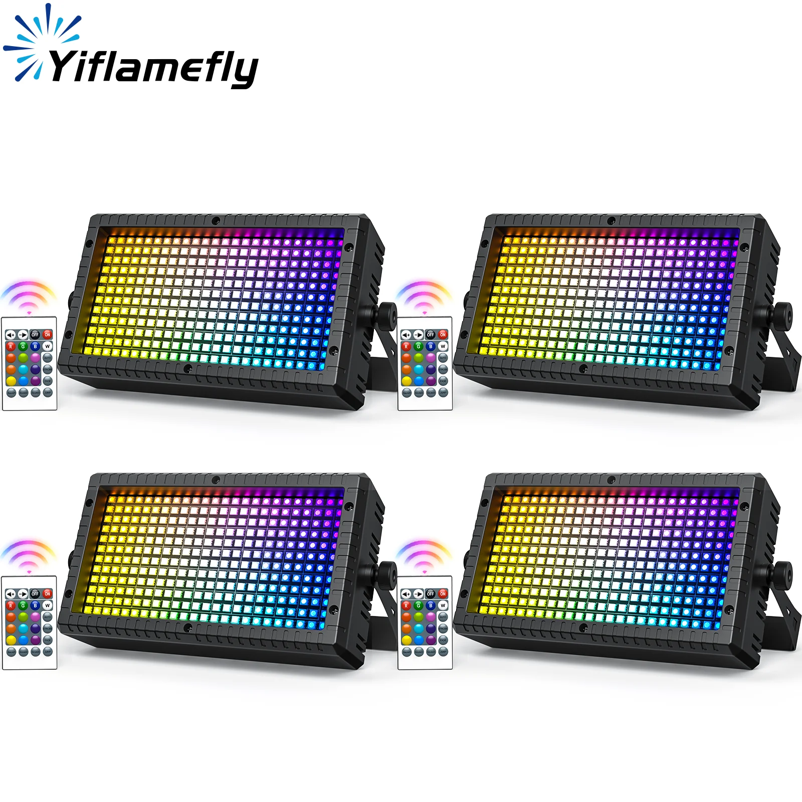 

Yiflamefly 1/2/4 шт. 60 Вт настенный светильник RGB 288LED сценический стробоскоп с дистанционным управлением DMX DJ свет для свадебной вечеринки, дискотеки, церкви