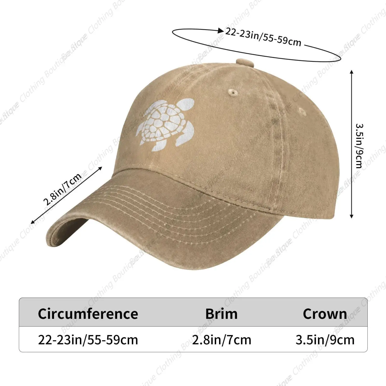 Women's Sea Turtle Baseball Cap, Adjustable Vintage Washed Hat for Women and Men Sand