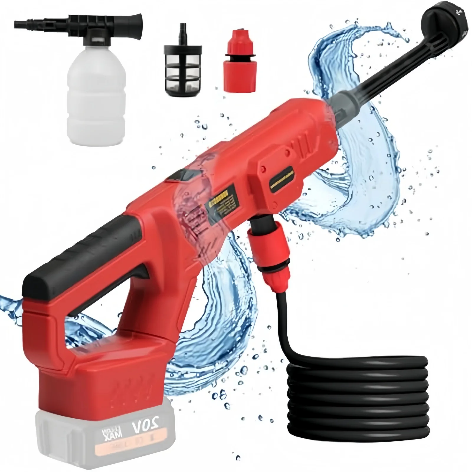6-in-1 Nozzle Brushless Cordless Pressure Washer For Milwaukee 18V Battery Portable Handheld Car Patio Fence High Power Cleaner