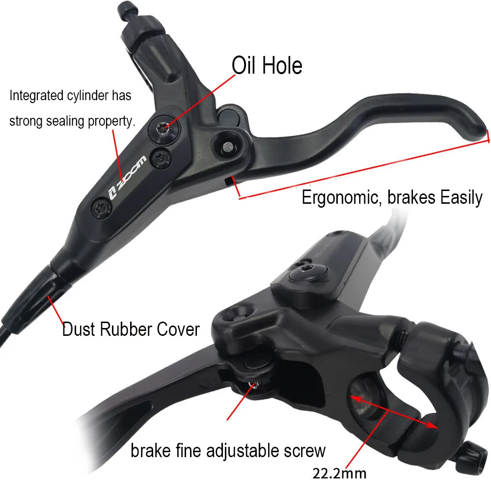 ZOOM MTB Bicycle Hydraulic Disc Brake HB870 2 Piston XC Trail Calipers Metal Mountain Bike Brake Pads Mineral Oil Pressure Rotor