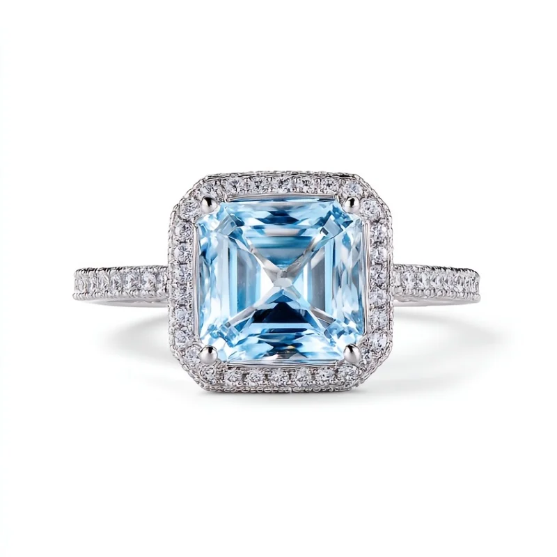 

Кольцо SGARIT с натуральным топазом огранки 2 карата для женщин, стерлинговое серебро 925 пробы, небесно-голубое вечерние рождественские подарки