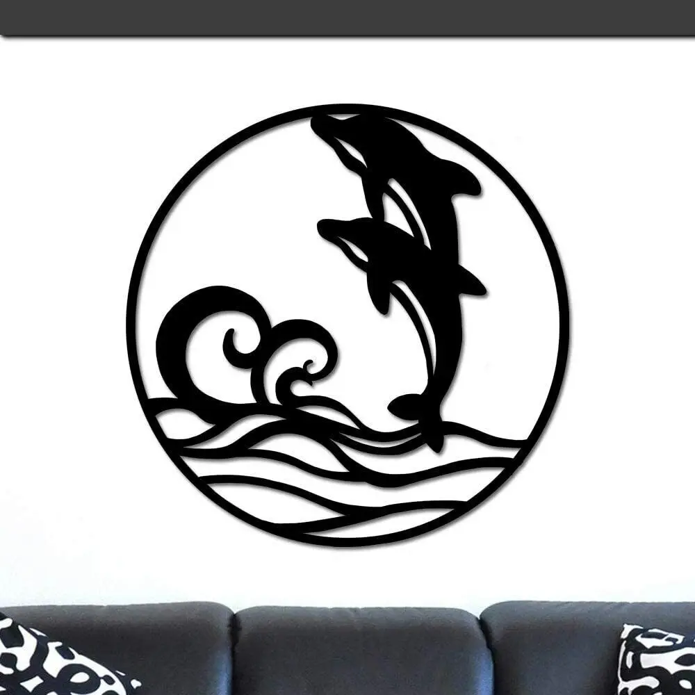 

Dolphin Metal Wall Art Beach Theme Wall Metal Sculpture Jumping Dolphin Decoration Living Room/Home Decoration