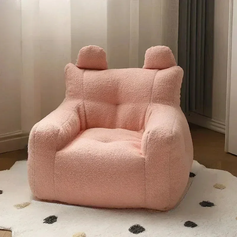 Cute Small Sofa Chair Children\'s Sofa Baby Reading Lazy Sofa Cotton Removable and Washable and Linen Lamb\'s Wool Fabric