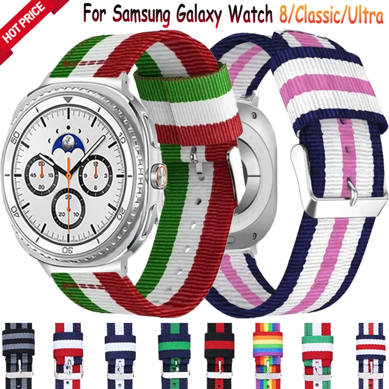 Correa de nailon para Samsung Galaxy Watch Ultra 2025 47mm pulsera duradera de lona de moda para Galaxy Watch 8 44mm 40mm 8 Classic 46mm