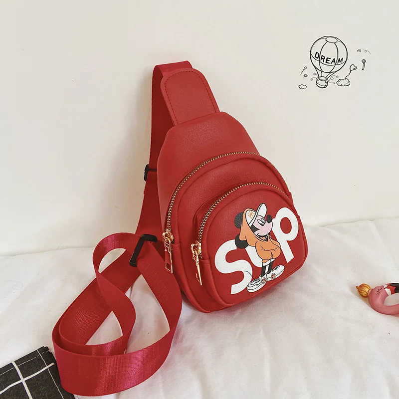 Crianças dos desenhos animados bonito um ombro bolsa mensageiro moda all-match casual crianças saco de peito meninos meninas do bebê mickey impressão moeda bolsa