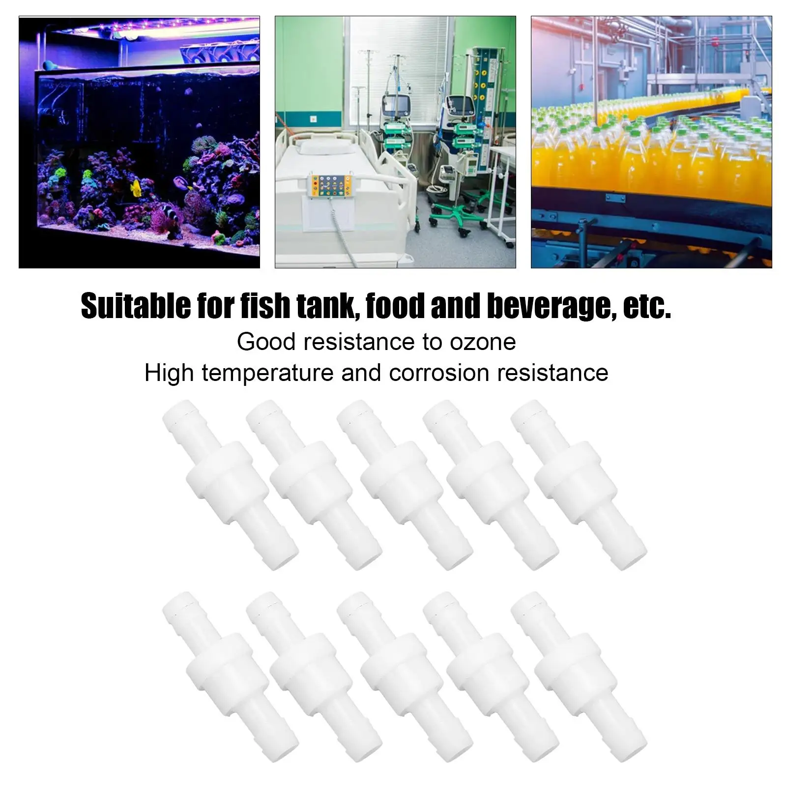 10Pcs Aquarium Pump Check Valve PE Single Direction Non Return Valve for chemical Industry Ball Valve