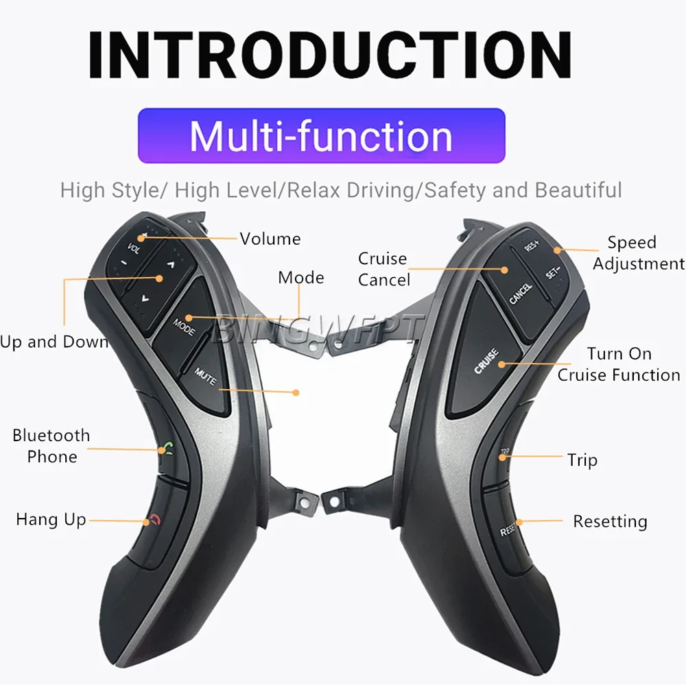 BINGWFPT Button Switch for Hyundai Elantra MD 2010-2016 Steering Wheel Buttons Phone Cruise Controller Car Accessories view 3