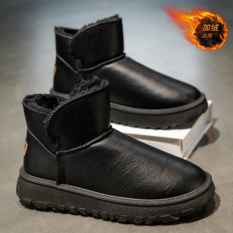 أحذية ثلج معزولة لعام 2025 للرجال، مبطنة بالفرو الصناعي ومضادة للانزلاق، مثالية لعيد المحاربين القدامى والتزلج أو التزلج على الجليد