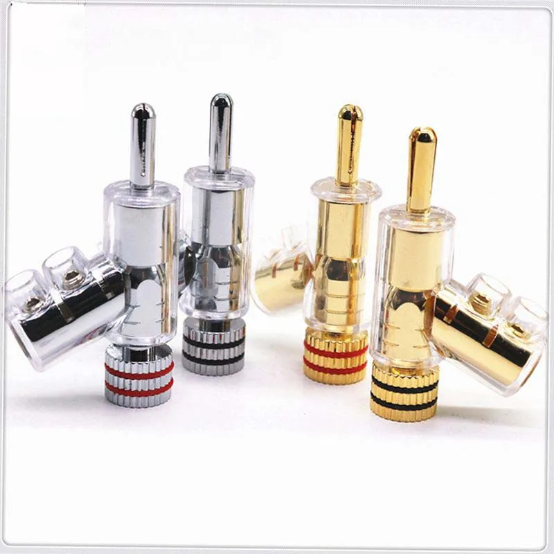 

Hi-end Brass Copper Plated Gold or Rhodium Guntype Audio Video Speaker Adapter 6mm banana connector
