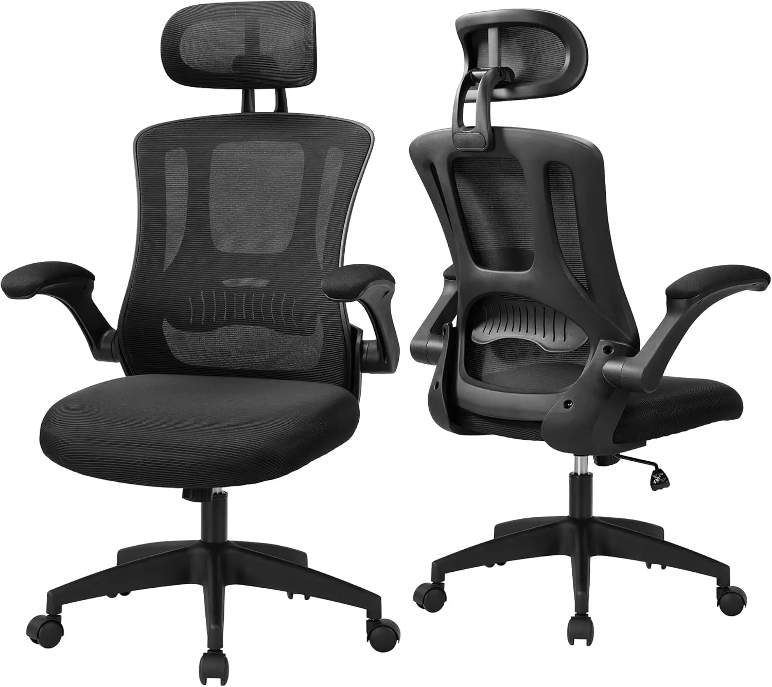 Ergonomic Office Desk Chair - Computer Chair with Adjustable Flip-Up Armrests, Lumbar Support, Headrest & Tilt Function,