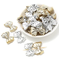 10Pcs Plastic CCB Beads 28x38mm Gold Silver Color Bow Spacer Beads For Jewelry Making DIY Bracelet Necklace Craft Accessories