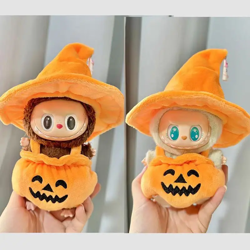 Hot Sale Labubu First Second Generation Halloween Pumpkin Clothes Set Bat Pumpkin Lantern Pants Transforms Kuromi Birthday Gift