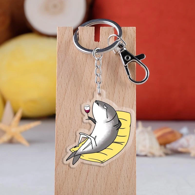 Popular Game Two-dimensional Peripheral Salted Fish Double-sided Transparent Acrylic Keychain Backpack Pendant Student Gifts