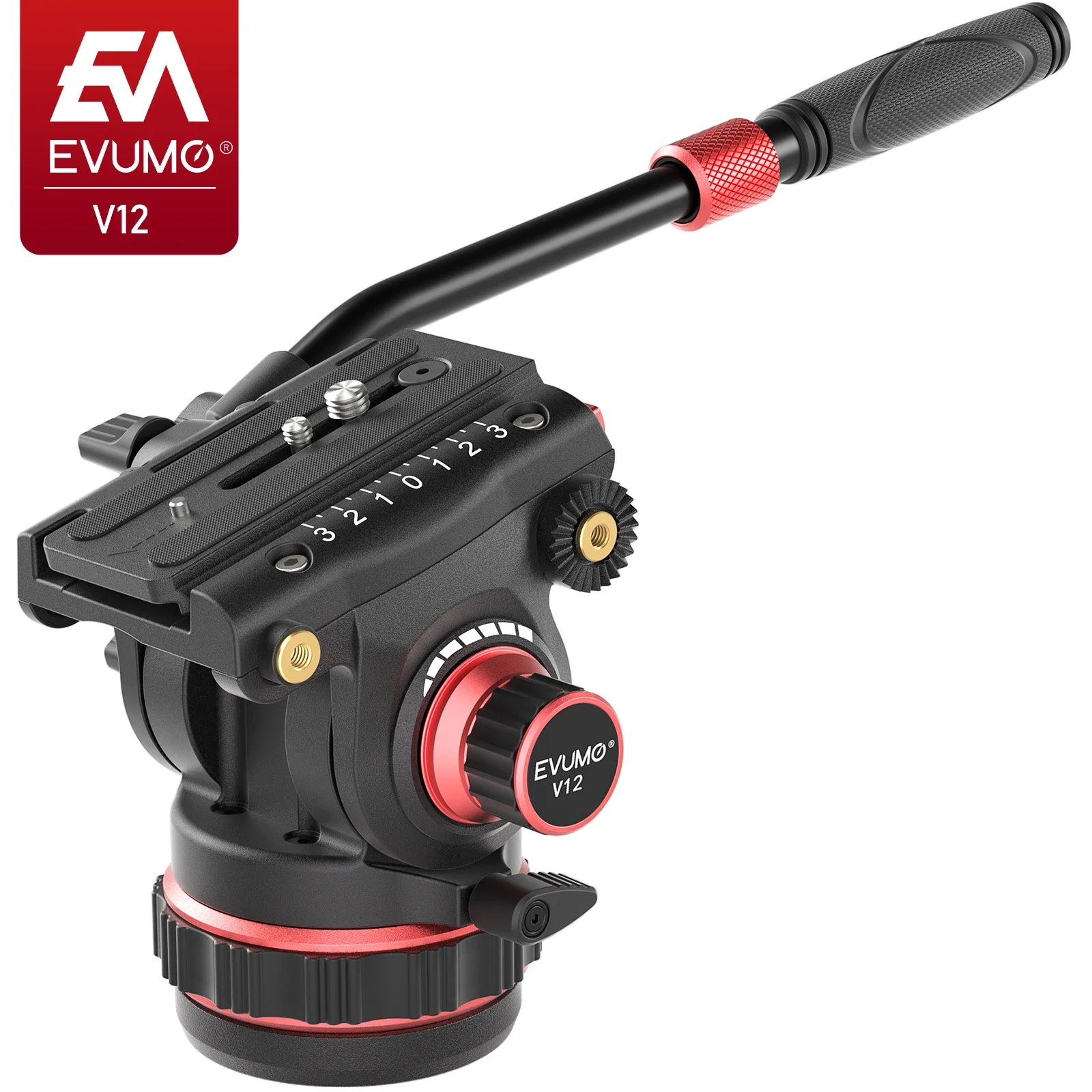 

Video Tripod Head Hydraulic Fluid Video Head Tilt and Pan Damping EVUMO V12 Compatible with Dji Rs Gimbals Manfrotto Dslr Camera