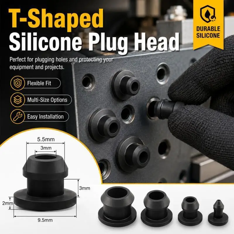 20/10/5 Stück Schwarze Konische Aufsteckbare Silikon-Gummi-T-Stecker 2,5-15mm Endkappen Rohreinsätze Hochtemperaturbeständig – Detail 6