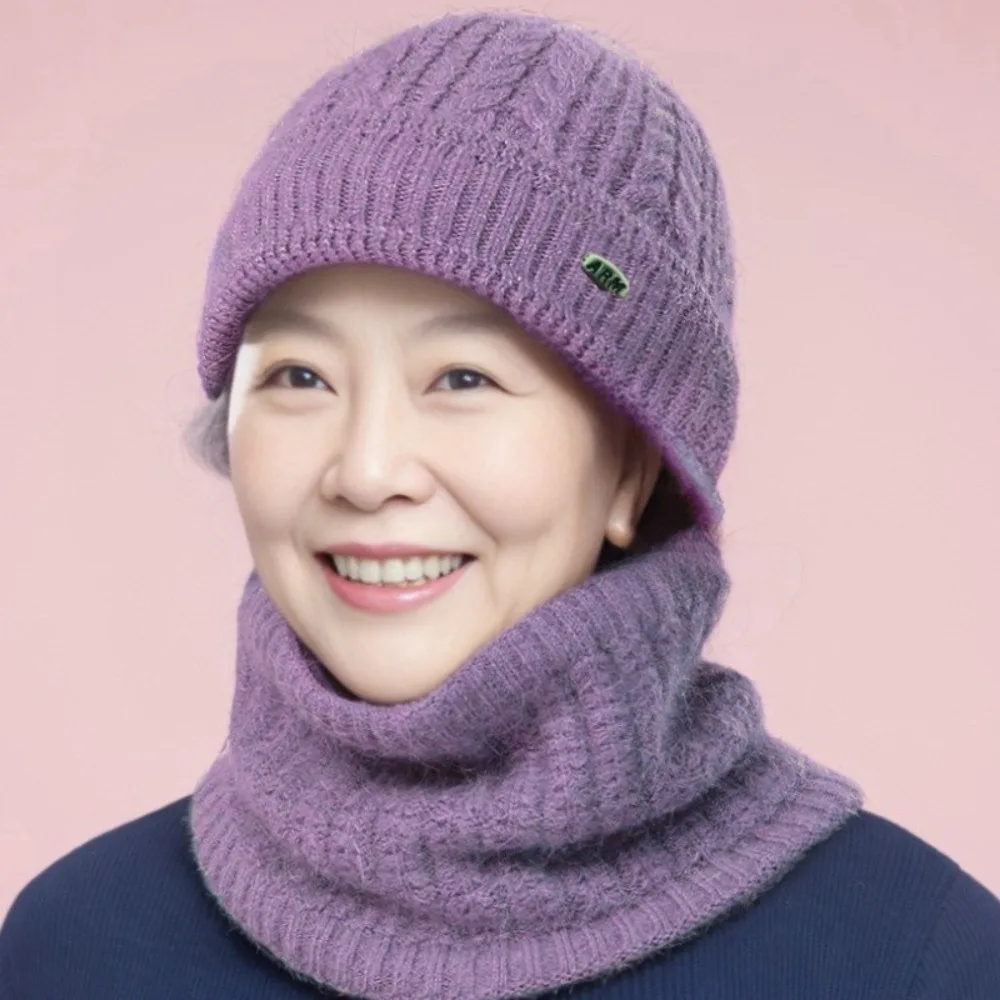 Gorros de punto cálidos para invierno al aire libre, conjunto de bufanda y gorro grueso y cálido a prueba de viento para invierno, gorro de regalo con protección para los oídos, conjunto calentador de cuello para mujer