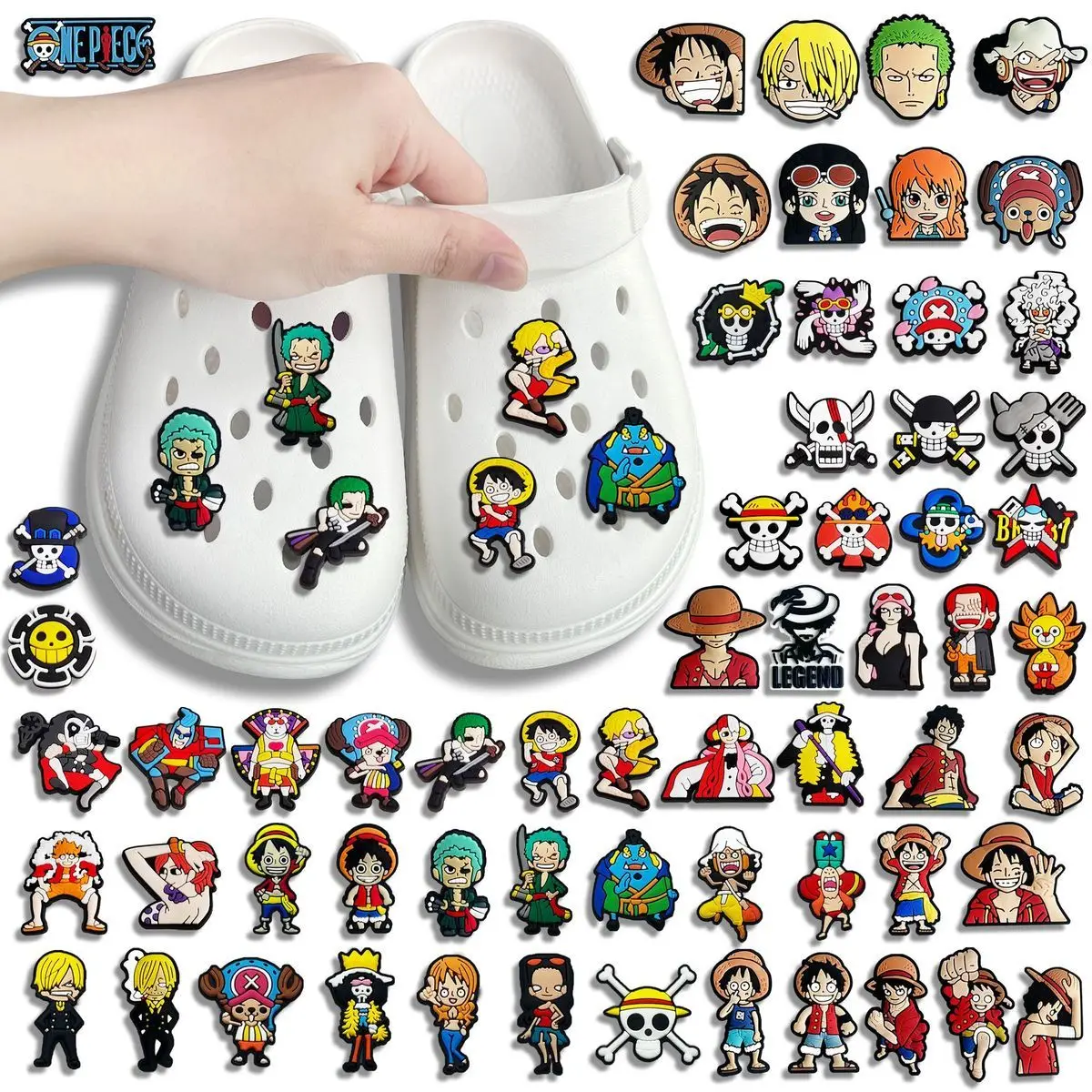 2-122 Stück One Piece Luffy DIY-Zubehör Cartoon-Puppe Niedliche Abnehmbare Schuhschnalle Zoro Schuhblume Dekorative Verzierung – Detail 2