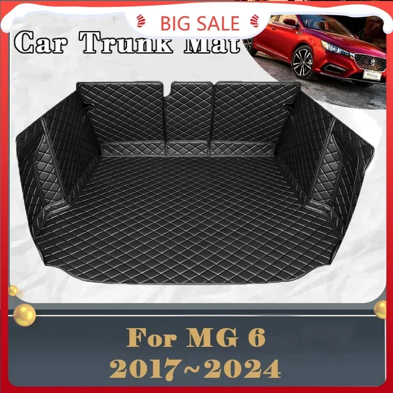 Car Trunk Mat For MG6 MG 6 2017~2024 Dirt-resistant Fully Trunk Mat Rear Cargo Tray Car Accessories 2019 2020 2021 2022 2023