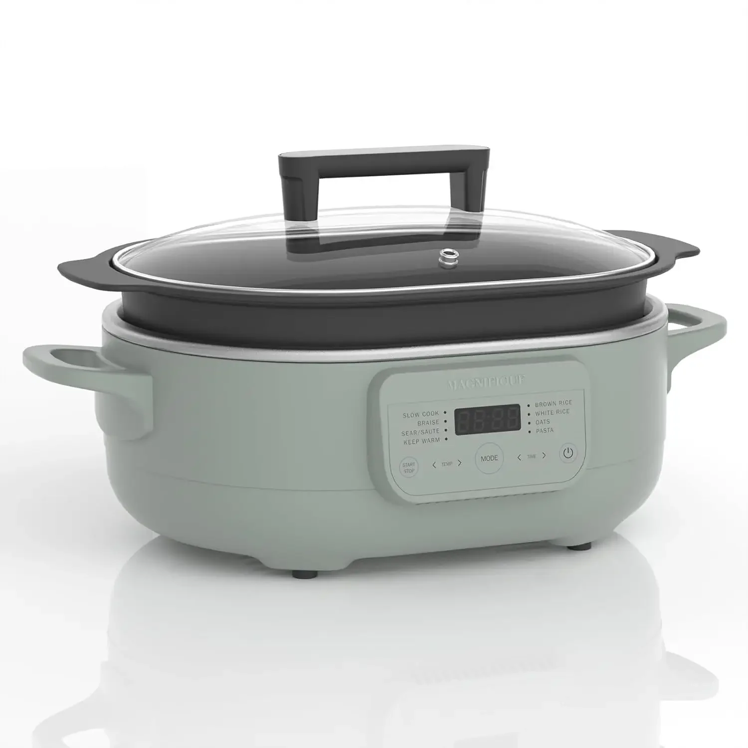 

BestsellerMAGNIFIQUE 6 Quart Multi-Cooker, with 8-in-1 Casserole Programmable Slow Cooker, Dutch Oven, Pasta, Nonstick, Oven Saf