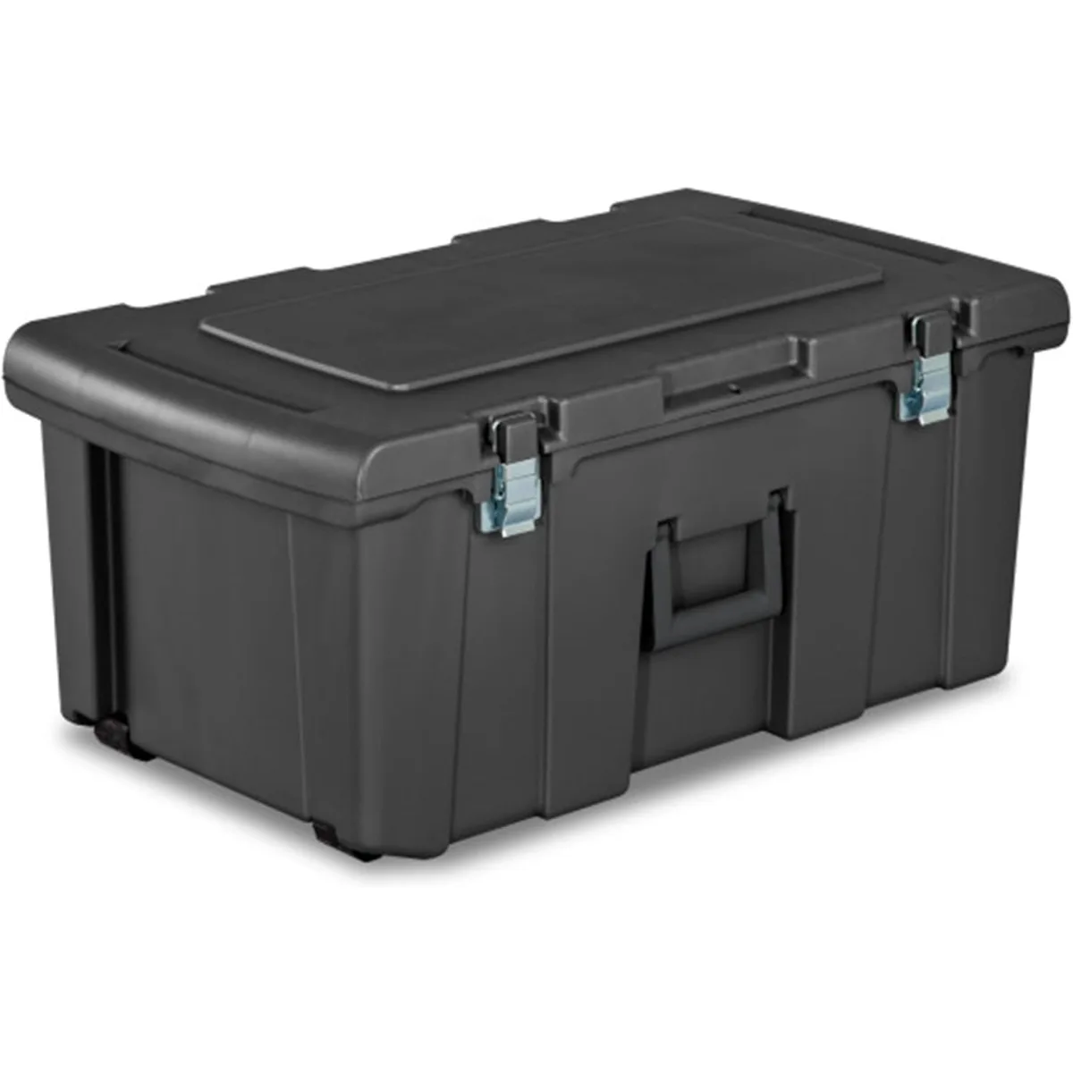 8 Pack Wheeled Footlocker, Lockable Plastic Utility Storage Container, Gray