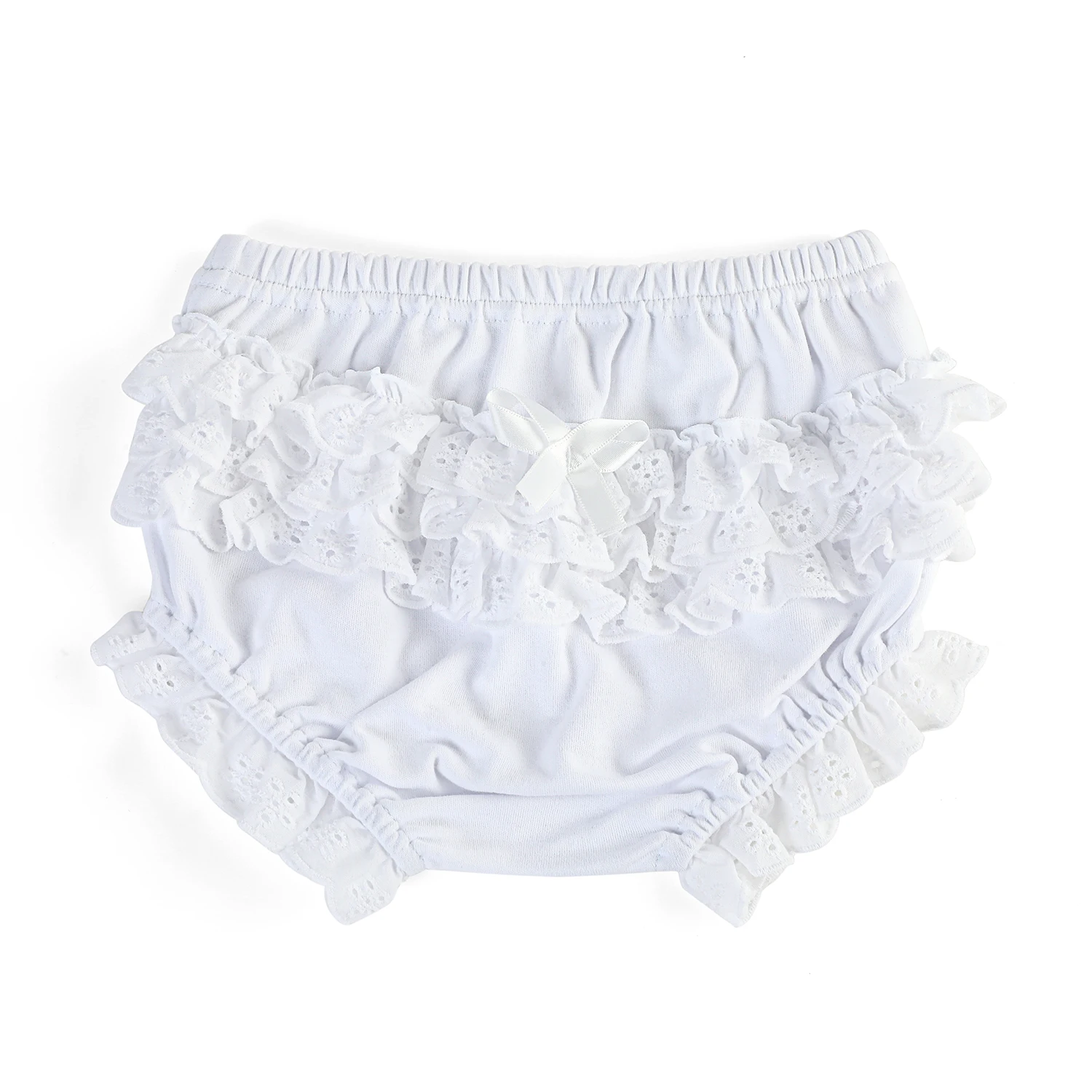 Mudbala Custom White 95% Cotton Baby Bloomers With Lace Boutique Newborn Toddler Girls Diaper Cover