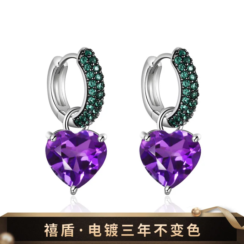 

brand genuine Luxury real jewels Thorn Flower Bud Design Love s925 Sterling Silver Inlaid with Natural Color Treasure Amethyst E