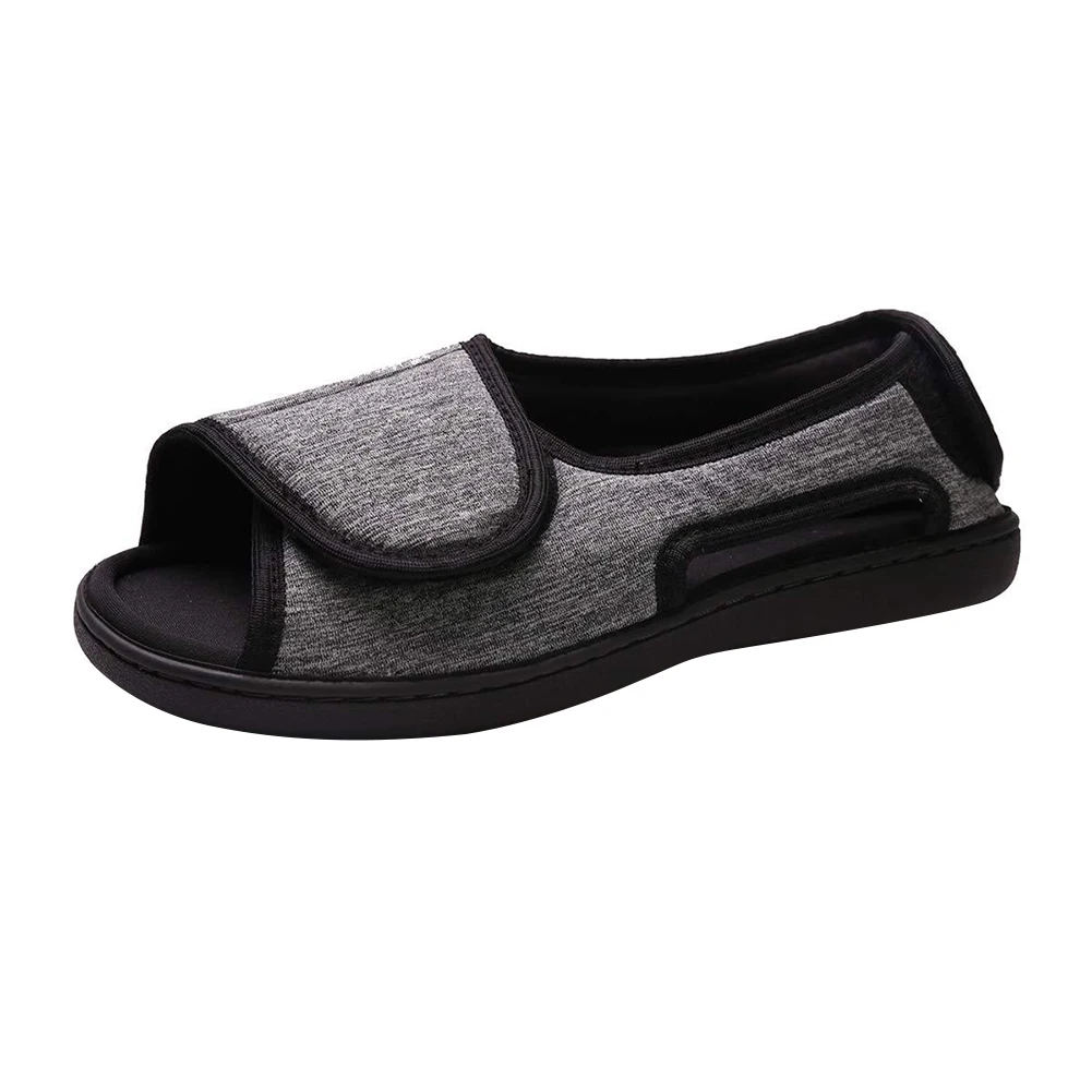 

Hook and Loop Fastener Shoes Adjustable Edema House Shoes Breathable Wide Open Toe Sandals Non-Slip for Swollen Feet