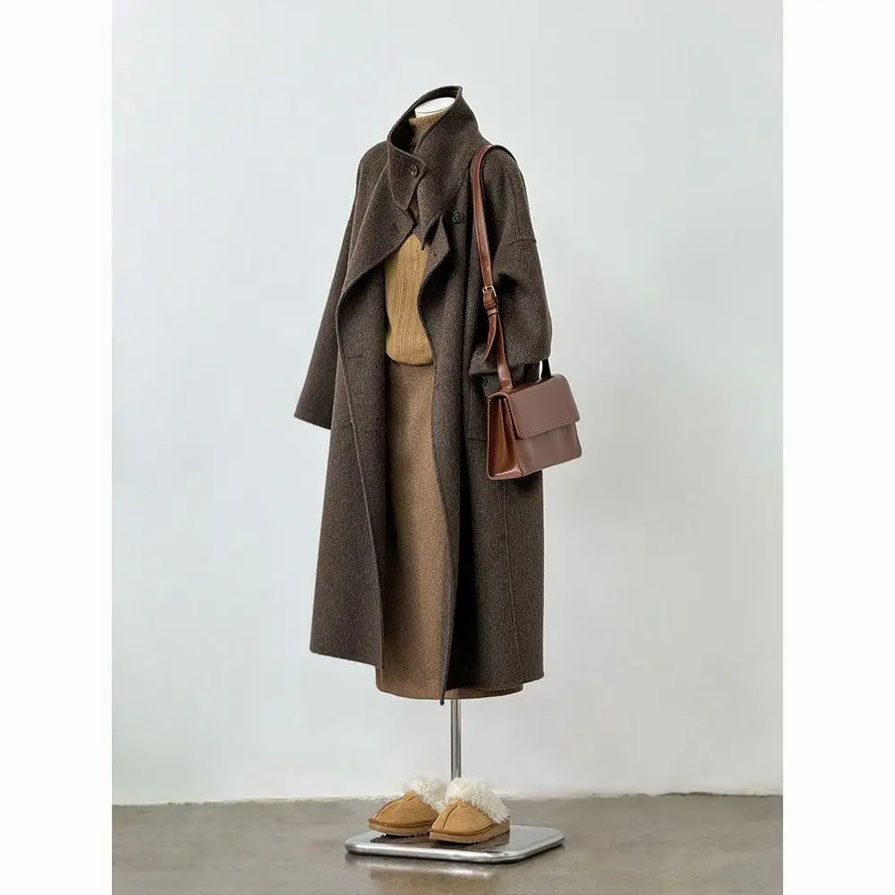 Fashion Double-Sided Cashmere Coat For Women In Autumn And Winter 2025, New Hepburn Style Woolen Long Coat