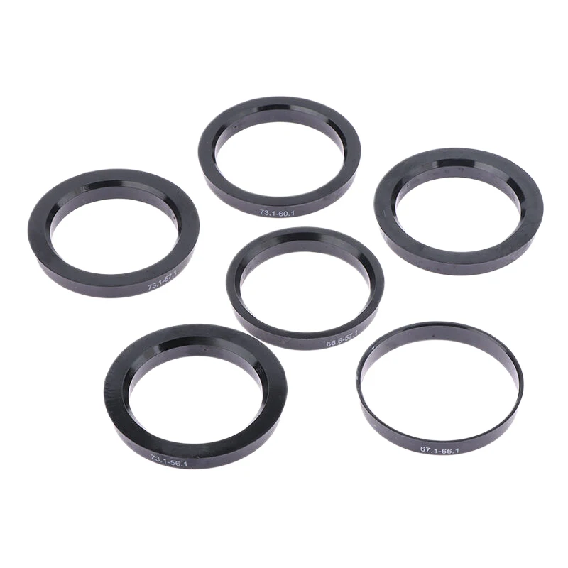 4pcs Car Plastic Wheel Hub Centric Rings Center Bore 66.6-57.1 67.1-60.1 67.1-66.1 73.1-56.1 73.1-56.6 73.1-57.1 73.1-60.1 Black