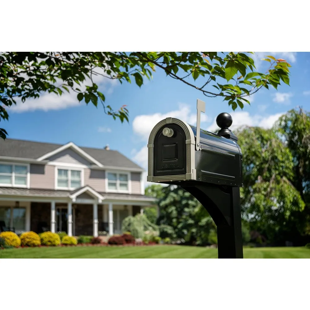 

Brunswick Large, Steel, Post Mount Mailbox, Black with Brushed Nickel