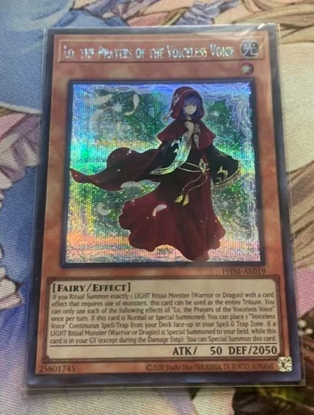 Yugioh KONAMI Duel Monsters PHNI-AE019 Lo, the Prayers of the Voiceless Voice Secret Rare Asian English Collection Mint Card