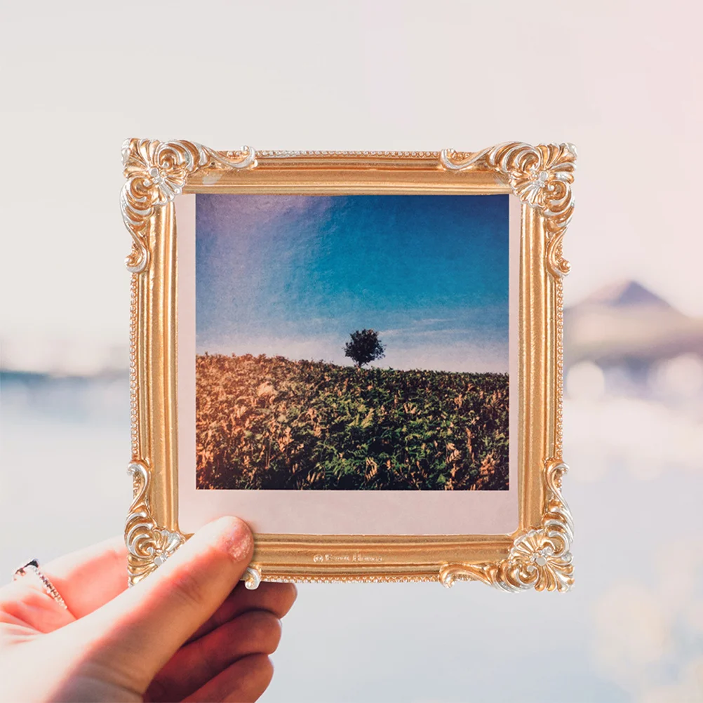 

Mini Vintage Resin Picture Frame Compact Embossed Display Frame Desk Photo Decoration DIY Craft Vintage Frames