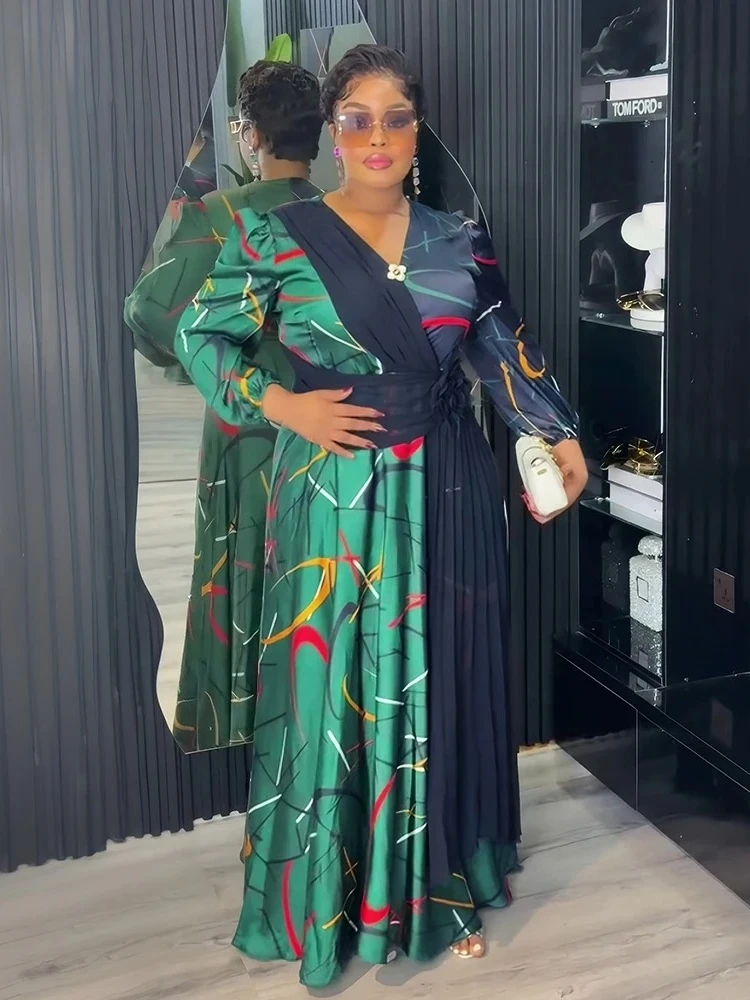 الملابس الأفريقية حجم كبير فساتين الموضة النسائية الأنيقة تركيا فستان الحفلات اليومية أنقرة فستان مكتب ملابس الصيف طويلة النمو #3