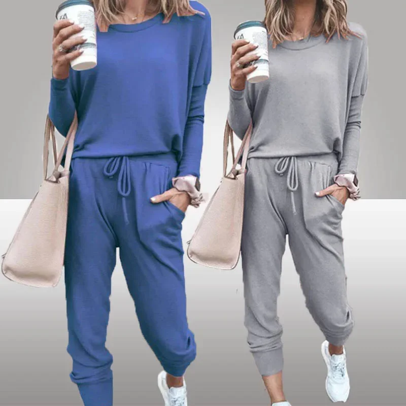 

2024 New Fashion Women's Winter Series New Sleeve Design Sports Suit Solid Color Casual Fashion Women's Versatile Loose Suit