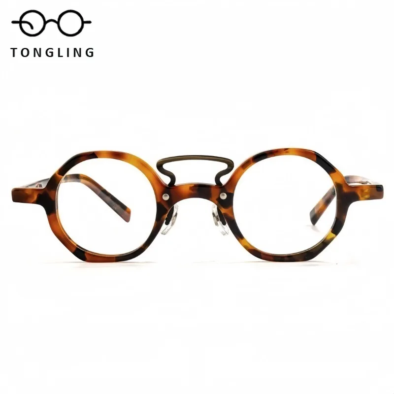 Top Designer Women Small Round Artistic Spectacle Men Retro High-Quality Acetate Handcrafted Trendy Wide-Rimmed Spectacle Frames