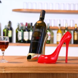 High Heel Shoe Wine Bottle Holder Stylish Wine Rack Basket Accessories High-Heel Statue Sculptures Kitchen Bar Decorations