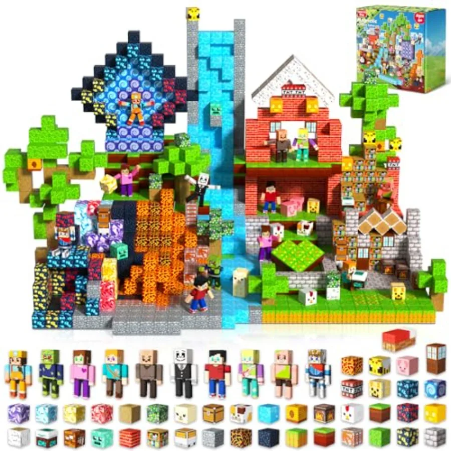 

Magnetic Building Blocks for Age 4-12, 464 Pcs Magnet Cubes Stacking Toys in Assorted Colors, Strong Neodymium Magnets, Educati