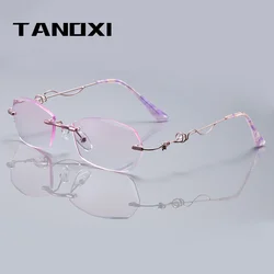 TANOXI Women Ultralight Diamond Cutting Frame Custom Diopter Glasses Designer occhiali da lettura donna Luxury 2023 Blue Light Block