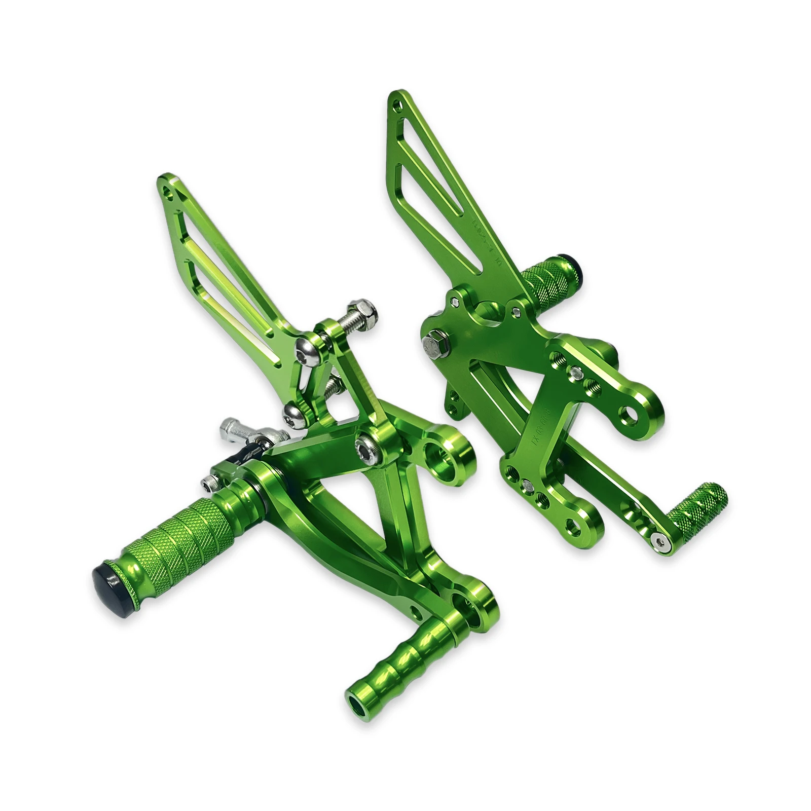 Green Adjustable Motorcycle Foot Peg Pedal Footrest Rearsets Gear Shift For Kawasaki Ninja ZX6R 2003 2004