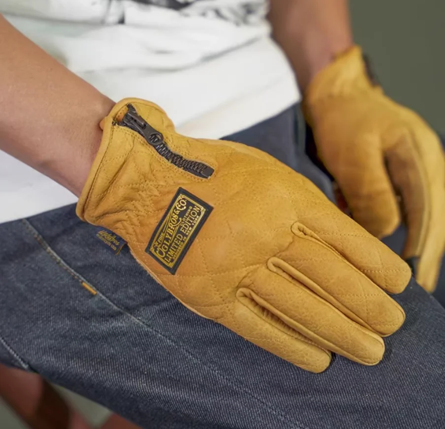 

Uglybros Genuine Leather Retro Motorcycle Gloves Protection Touch Screen Vintage Moto Motorbike Gloves